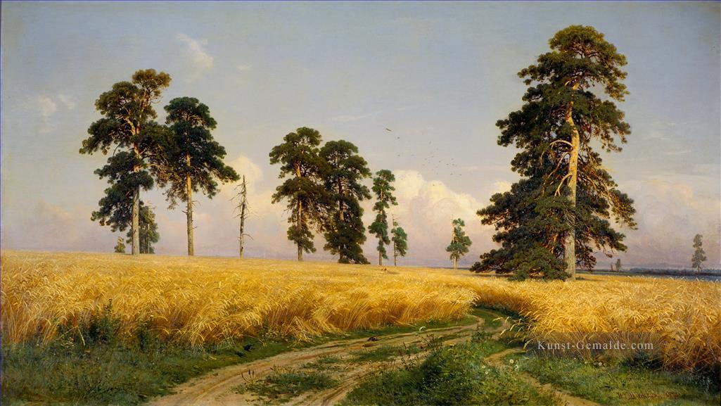 Roggen Das Feld des Weizens klassische Landschaft Ivan Ivanovich Bäume Ölgemälde